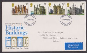 GREAT BRITAIN - 1978 HISTORIC BUILDINGS - 4V - FDC AIRMAIL