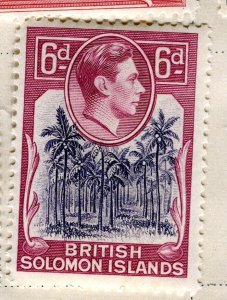 SOLOMON ISLANDS; 1938 early GVI Pictorial fine Mint hinged 6d. value