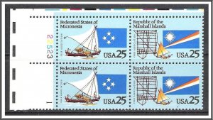 US Plate Block #2506-2507 Micronesia & Marshall Islands MNH