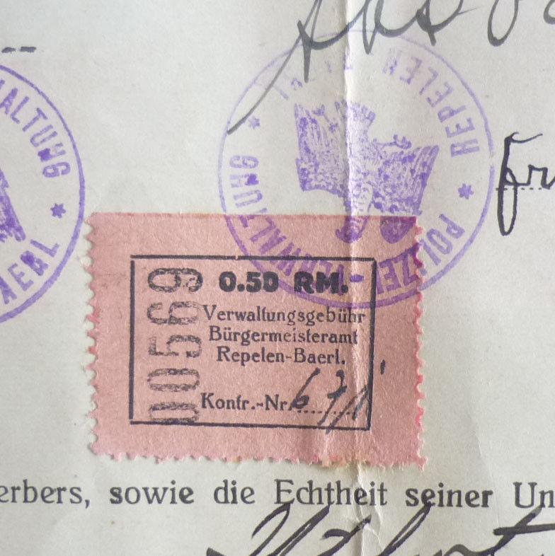 GERMANY - DT. REICH - REVENUE STAMP ON DOCUMENT! J2