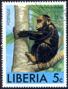 Chimpanzee, Liberia stamp SC#765 used