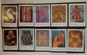 US Scott 3873 37c American Indian Art Set of 10 Stamps Used T4645