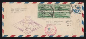 US C13 65c Graf zeppelin Block of 4 on First Day Round Trip Flight Cover VF