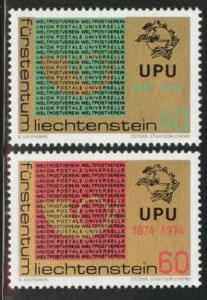 LIECHTENSTEIN Scott 550-551 MNH** 1974 UPU set 