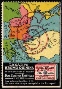 Early US Poster Stamp Quinine Bro Laxative Is Used All Over The World