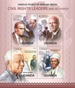 Politics Africa Nobel Prize Malcolm X Luther King Mandela Uganda MNH stamp set