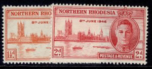 NORTHERN RHODESIA GVI SG46-47, 1946 VICTORY set, LH MINT.