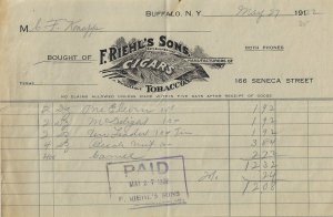 1922 - Illustrated Cigar Maker's Receipt - Ephemera 1171