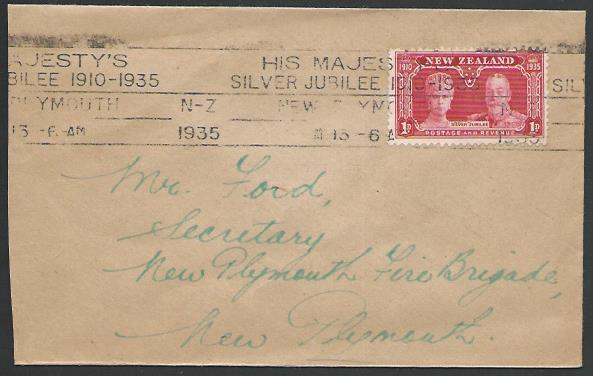 NEW ZEALAND 1935 1d Jubilee on cover - New Plymouth Jubilee cancel.........55965