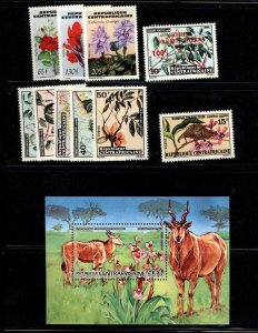 Central African Republic ANIMALS,ORCHIDS (5) issues mint Never Hinged