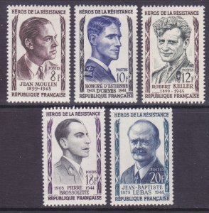 France 826-30 MNH OG 1957 French Underground WWII Portraits Honors Full Set VF