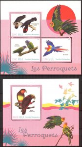 Madagascar 2016 Birds Parrots Sheet + S/S MNH