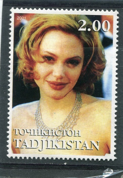 Tajikistan 2001 ANGELINA JOLIE 1 Value Perforated Mint (MH)