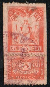 Mexico Revenue stamp 5 centavos 1897 Used