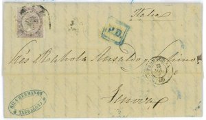 P0162 - SPAIN - POSTAL HISTORY - # 92 on cover from TARRAGONA Cart Wheel-