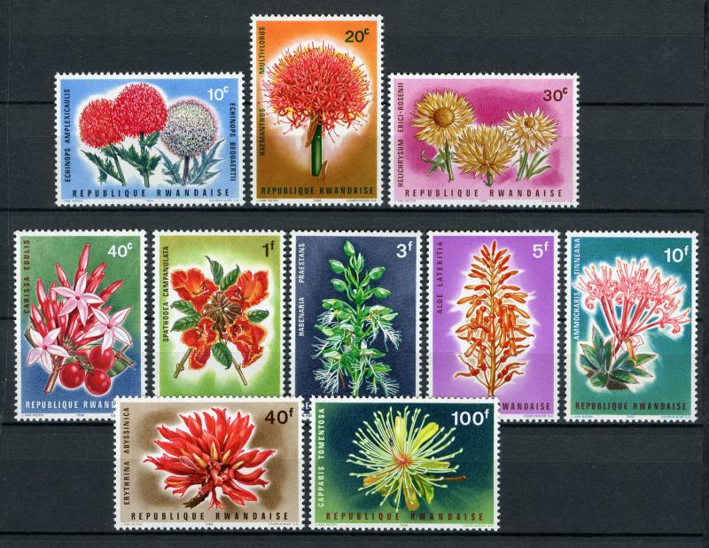 Rwanda 1966 MNH Flowers 10v Set Nature Flora Stamps