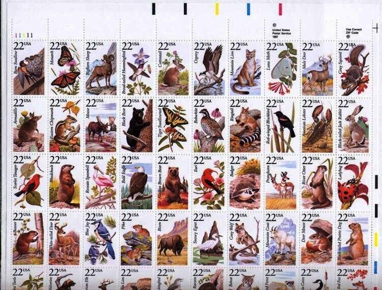 1987  NORTH AMERICAN WILDLIFE  Sc 2335a  MNH - SHEET of 50 - CV $50