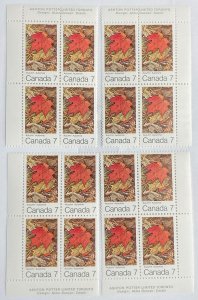 CANADA 1971 #537 Maple Leaves (Autumn) Set of 4 Plate Blocks - MNH
