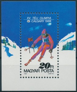 Hungary Stamps 1987 MNH Winter Olympics Calgary Skiing Slalom Sports 1v M/S