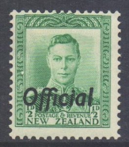 New Zealand Scott O72 - SG O134, 1938 George VI 1/2d Official MH*