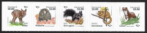 Denmark # 1835-1839 - European Mammals  - strip - MNH