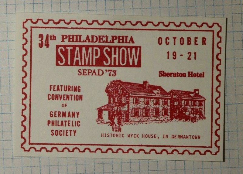SEPAD Philadelphia Stamp Show 1973 Germany Philatelic Society Souvenir Ad Label