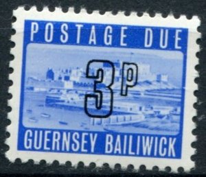 Guernsey  Sc#J11 MNH, 3p bl, Postage Due Series 1971-1976: Castle Cornet (1971)