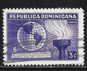 Dominican Republic 333: 3c Globe, Torch of Liberty, used, F-VF