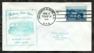 d91 - HPO Cover 1949 First Trip GREENSBORO and BOONE NC