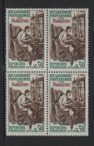 France   #1083  MNH  1964 rehabilitation of the handicapped  block of 4