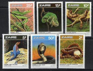 Thematic stamps ZAIRE 1987 REPTILES sg1273/8 mint