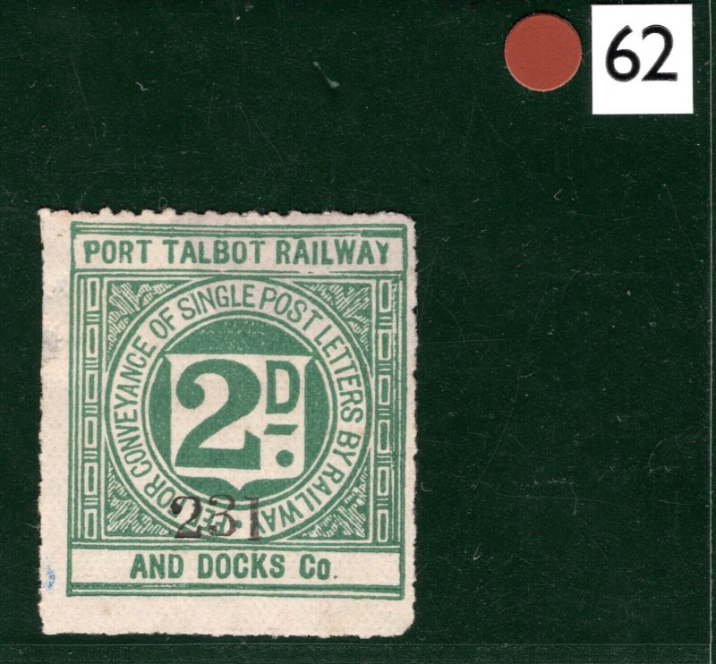 GB Wales PTR&DCo RAILWAY 2d Letter Stamp PORT TALBOT DOCKS (1891) Mint MNG BRW62 