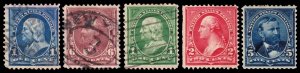 United States Scott 264,271,279, 279B, 281 (1895-99) Used/Mint H P-F CV$51.10 W