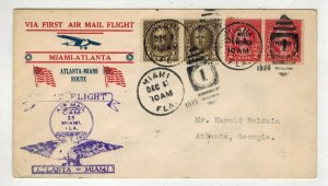 1928 AIRMAIL 1ST FLIGHT CAM 2SN3 MIAMI TO ATLANTA WITH BETTER PRINTED CACHET