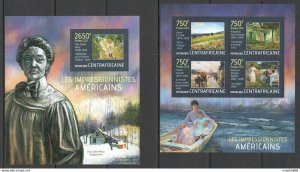 2013 Central Africa Art Paintings American Impressionists Kb+Bl ** Ca712