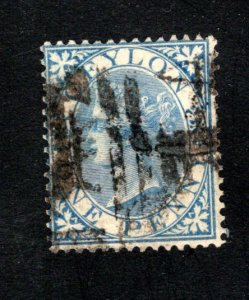 Ceylon #61,  F/VF, Used, CV $12.00 ....  1290047