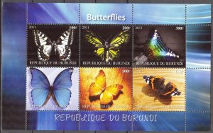 Burundi 2011 Butterflies (3) MNH Cinderella !