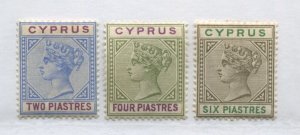 Cyprus QV 1884 2 to 6 piastres mint o.g. hinged