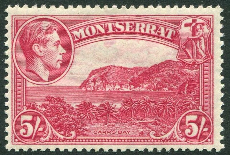 MONTSERRAT-1938-48 5/- Rose-Carmine Perf 13 Sg 110 MOUNTED MINT V35231