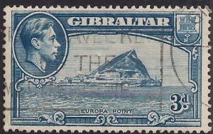 Gibraltar 1938 - 51 KGV1 3d Blue Europa Point SG 125 ( J1371 )