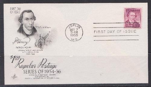 1052 Patrick Henry ArtCraft FDC with address on reverse