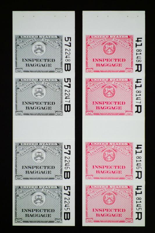 US 4 Proof of Inspected Baggage Stamp Strips