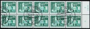 Germany(DDR). 1973 25pf(Block of 10). S.G.E1549a. Fine Used(CTO)