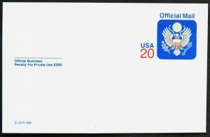 1995 Sc. #UZ6 Official Mail Postal Card 20 cent mint, very good condition