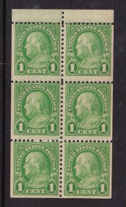 1927 Franklin 1c green Sc 632a booklet pane MNH full original gum (HK