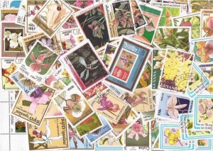 Orchids - Collection of 100 Different Stamps