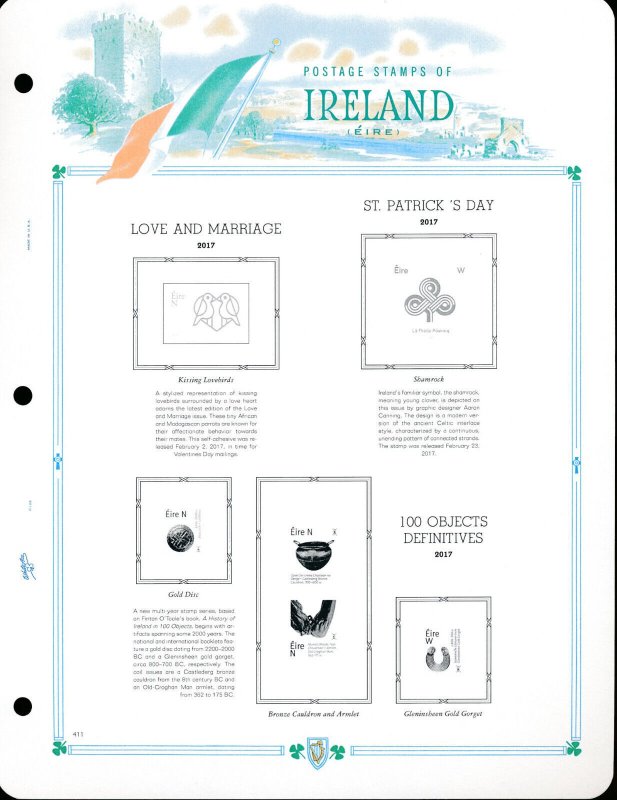 WHITE ACE 2017 Ireland Singles Simplified Stamp Album Supplement IRE-60