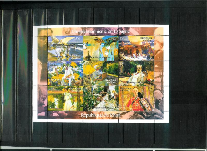 Tchad- Paintings - L'Impresionnisme en Espagne - Sheet (9) - MNH