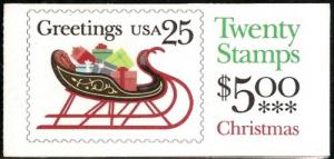 US Scott #2429a BK168 CHRISTMAS SLEIGH Booklet