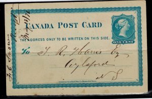 Canada postal card UX1 used VF